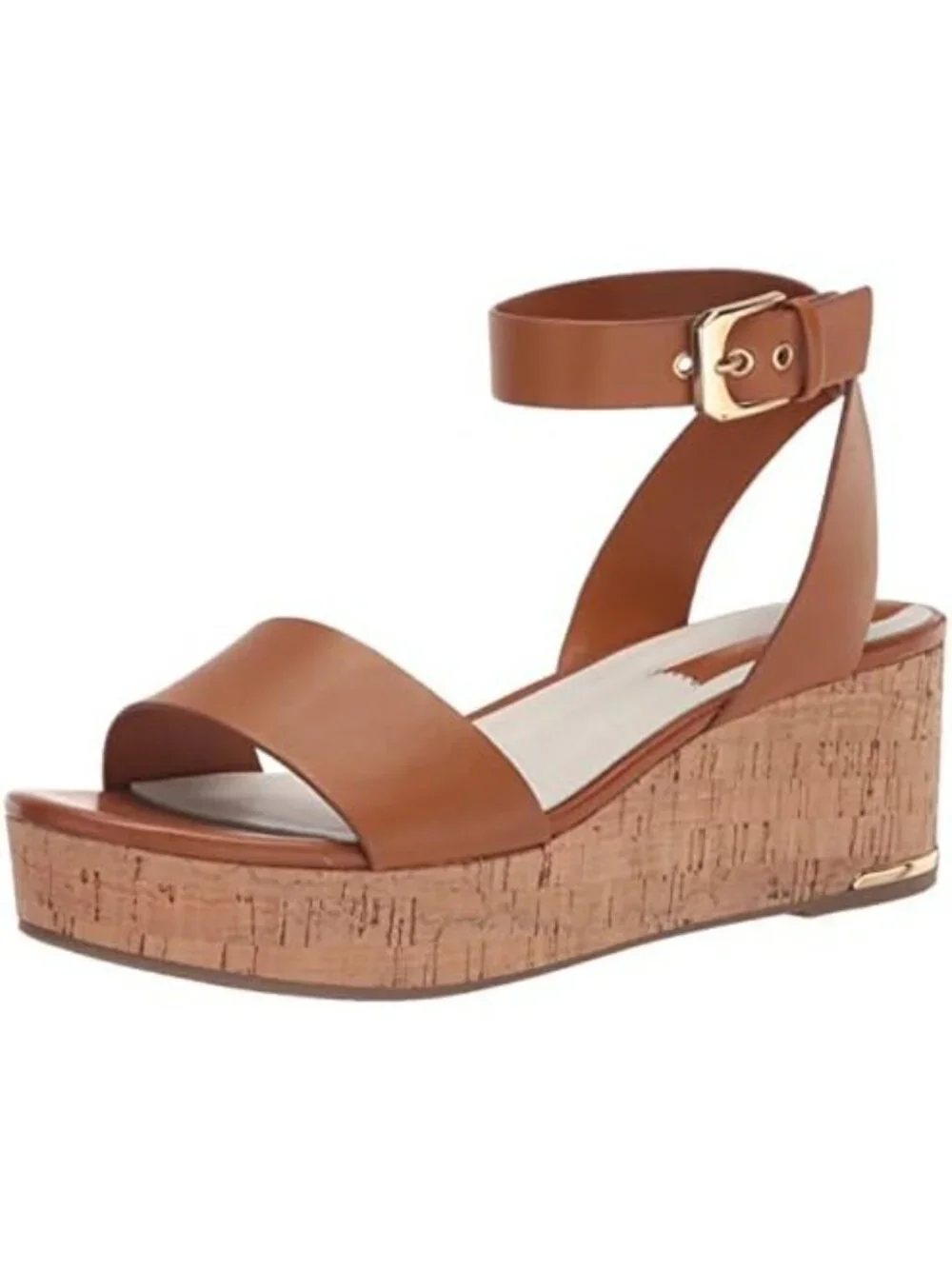 Franco Sarto Brown Cork Wedge Sandals with Ankle Strap, Size 10M - New